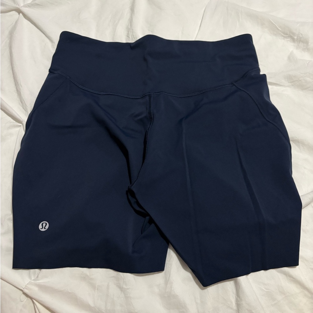lululemon athletica Navy High-Rise Bike Shorts with Logo